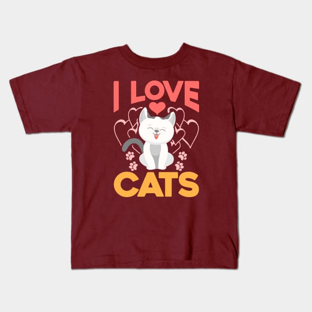 I LOVE CATS Kids T-Shirt by VERXION